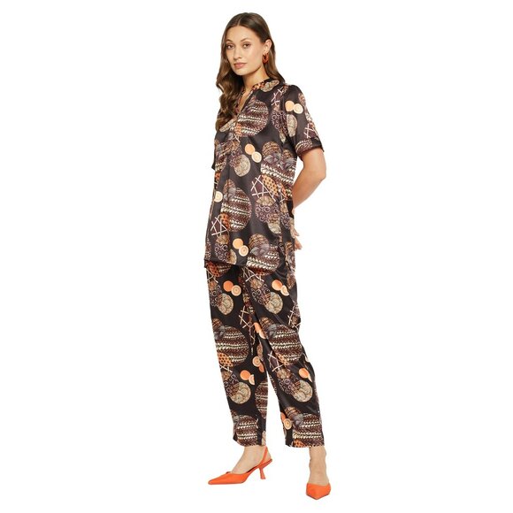 Gypsie Blu Women Satin Pajama Set 2 Piece Short Sleeve Soft & Silk Button Down - Picture 3 of 7